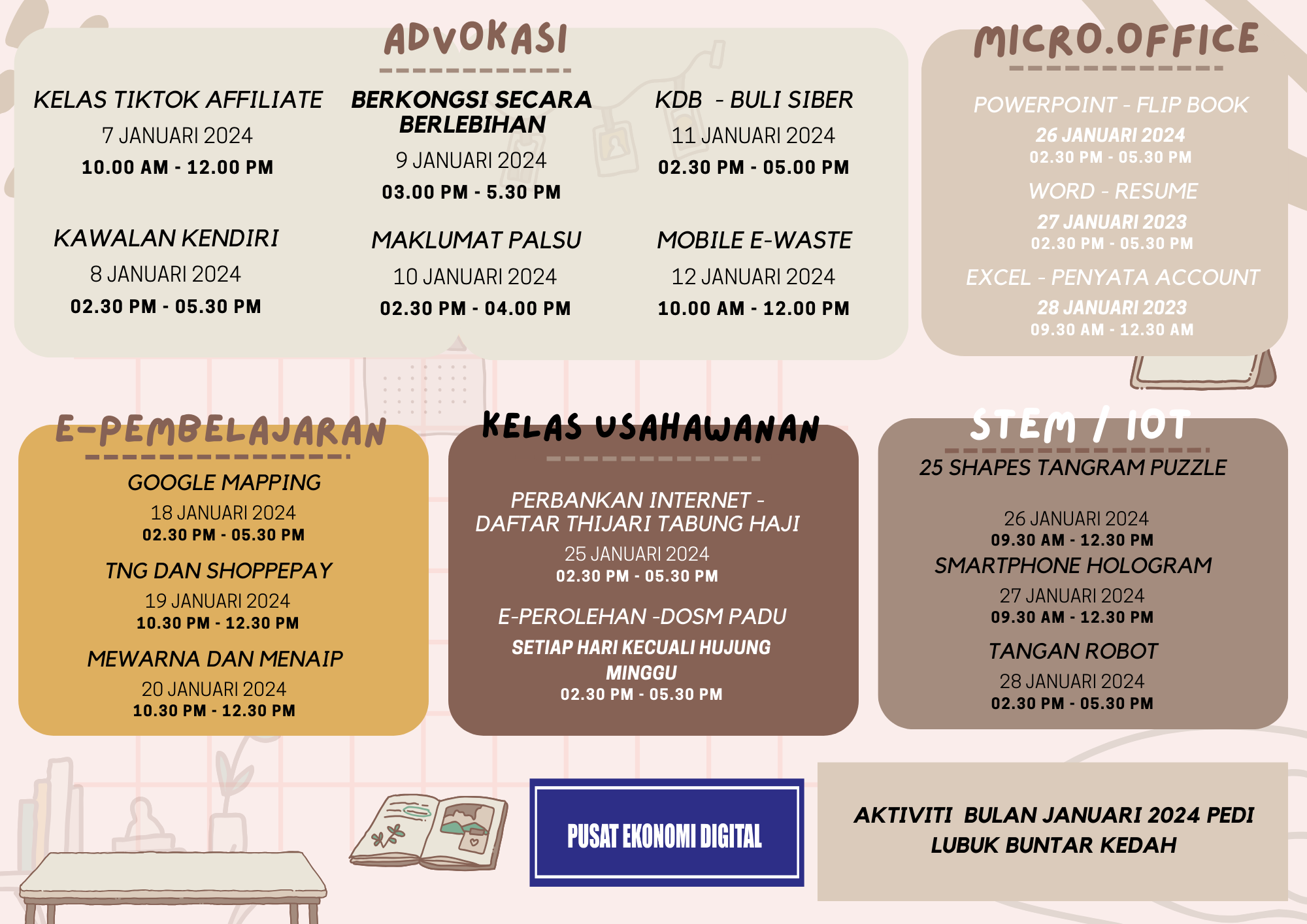 Cute Korean Vibe Room Illustration Class Schedule 1