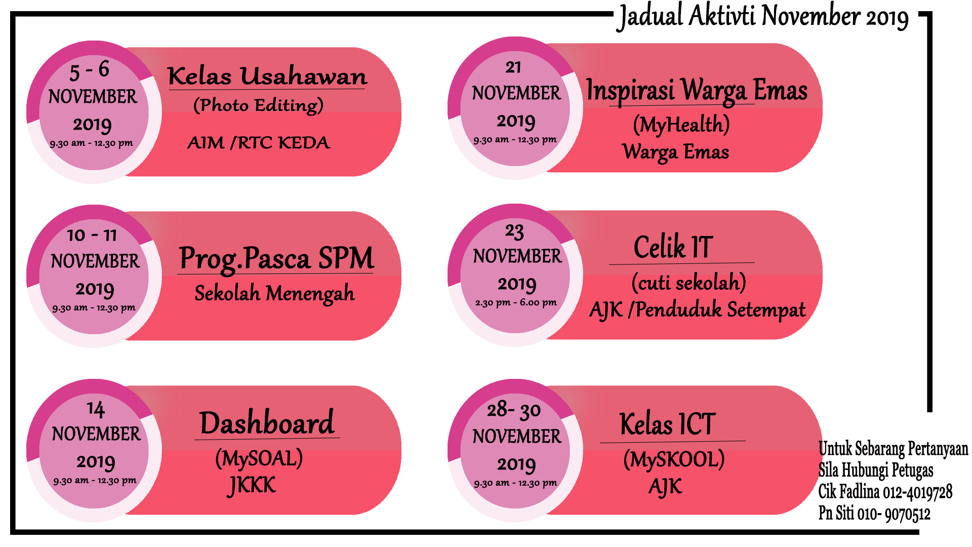 jadual nov 2019